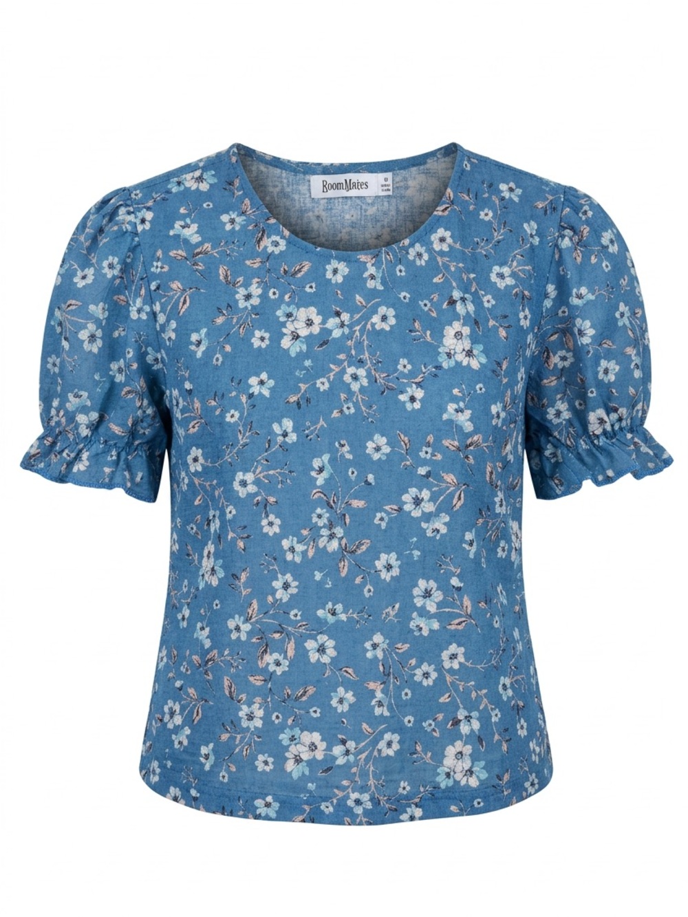 RoomMates Blue Floral Puff-Sleeve top